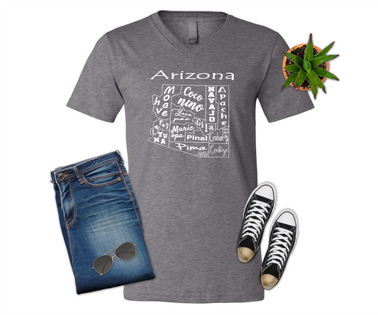 Arizona County Map T-shirt (Crew Neck or V-Neck) or Sweatshirt