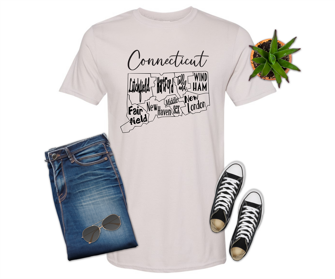 Connecticut County Map T-shirt (Crew Neck or V-Neck) or Sweatshirt