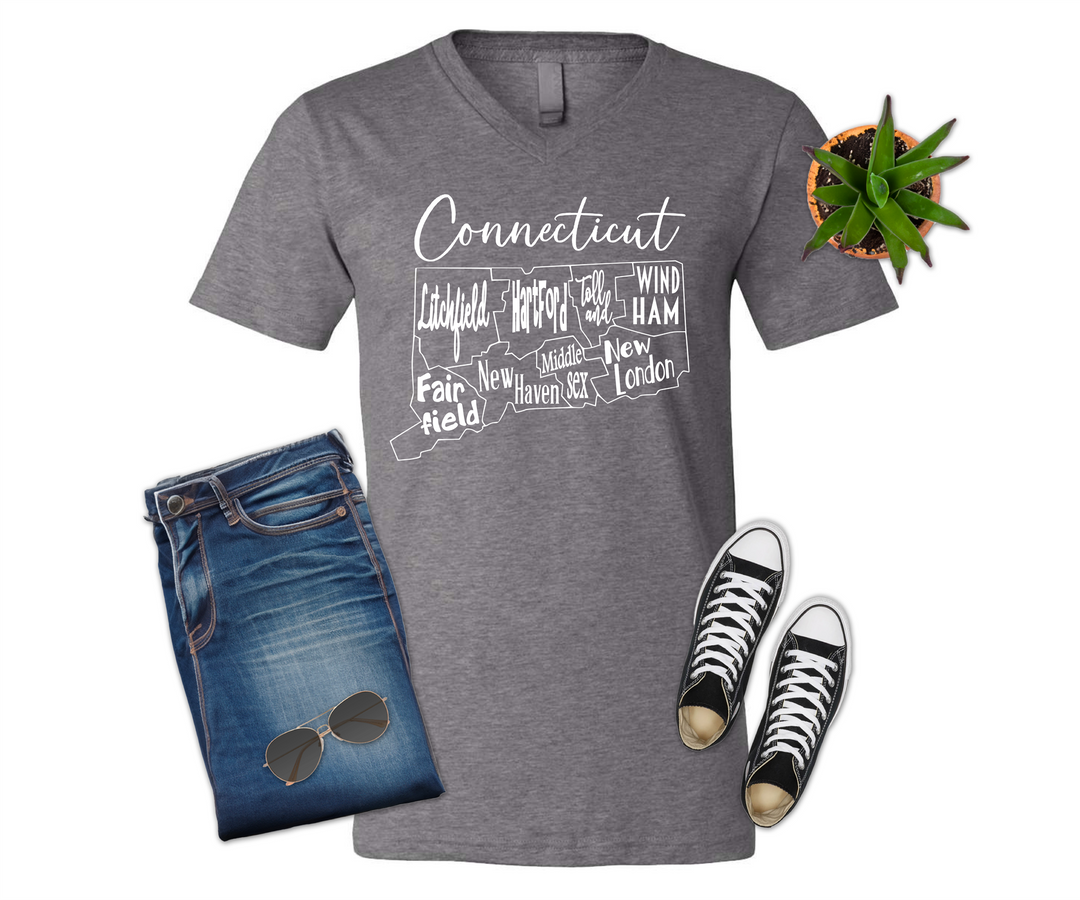 Connecticut County Map T-shirt (Crew Neck or V-Neck) or Sweatshirt