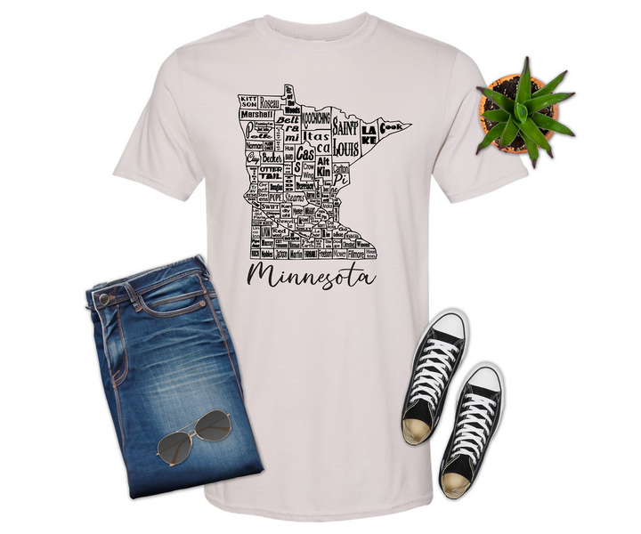 Minnesota County Map T-shirt (Crew Neck or V-Neck) or Sweatshirt