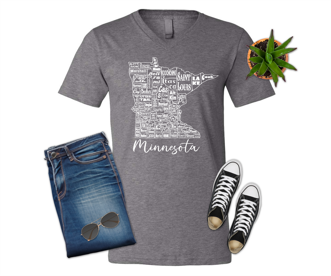 Minnesota County Map T-shirt (Crew Neck or V-Neck) or Sweatshirt