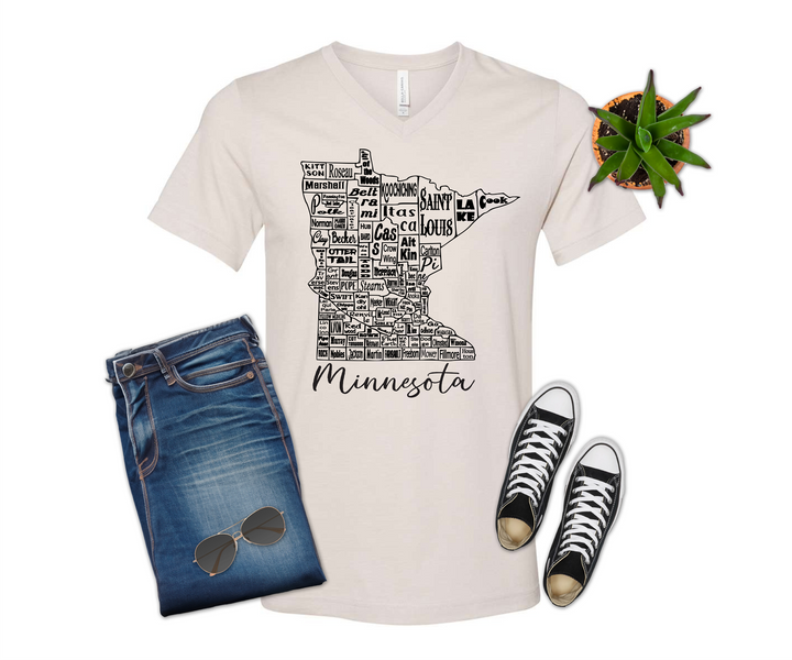 Minnesota County Map T-shirt (Crew Neck or V-Neck) or Sweatshirt