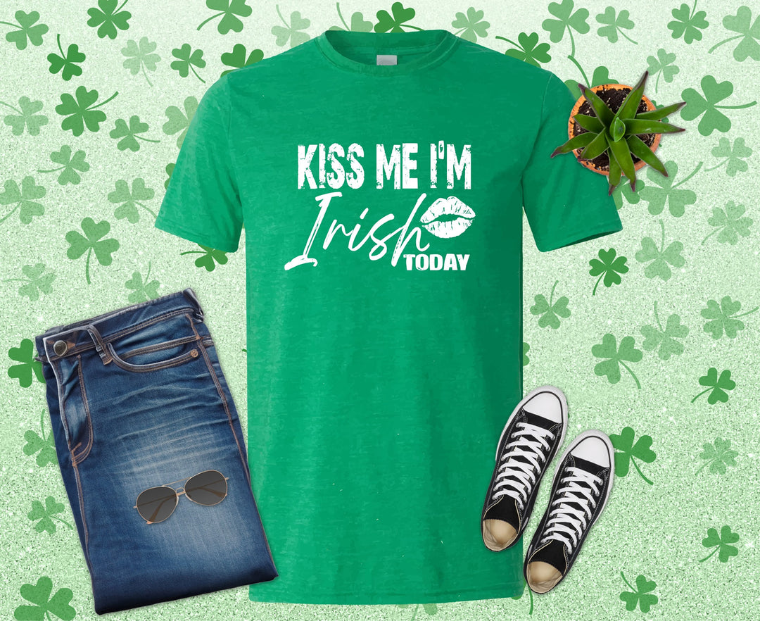 Kiss Me I'm Irish Today St Patrick's Day T-shirt (Crew Neck or V-Neck) or Sweatshirt