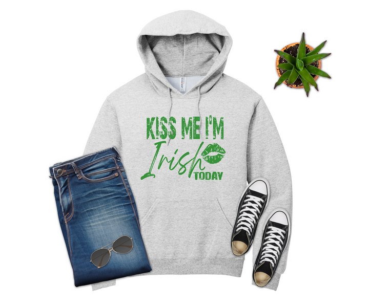 Kiss Me I'm Irish Today St Patrick's Day T-shirt (Crew Neck or V-Neck) or Sweatshirt