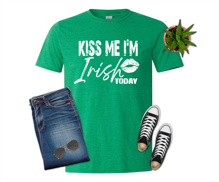 Kiss Me I'm Irish Today St Patrick's Day T-shirt (Crew Neck or V-Neck) or Sweatshirt