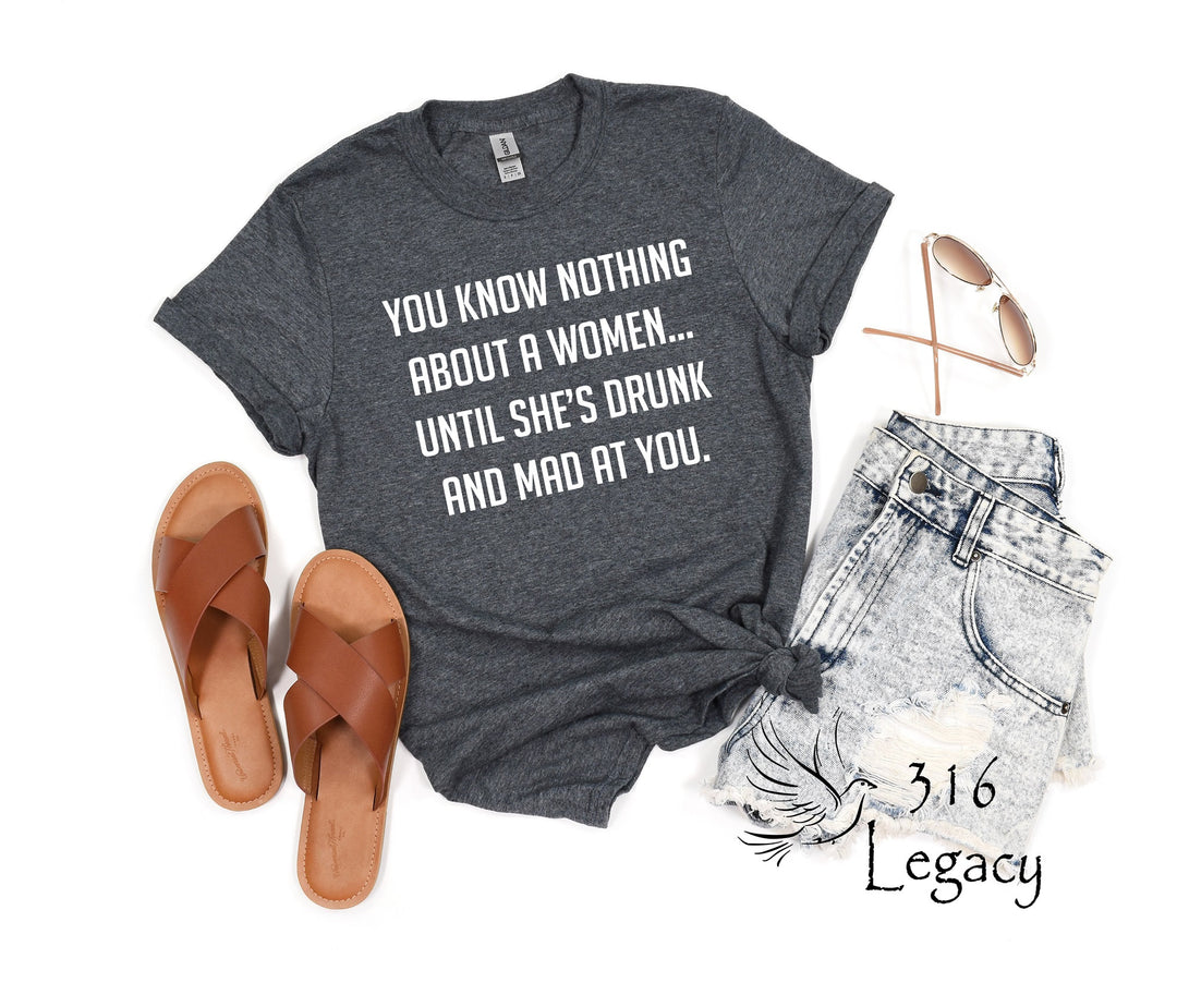 Know Nothing About a Women T-shirt (Crew Neck or V-Neck) or Sweatshirt