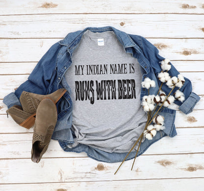 Runs with Beer T-shirt (Crew Neck or V-Neck) or Sweatshirt