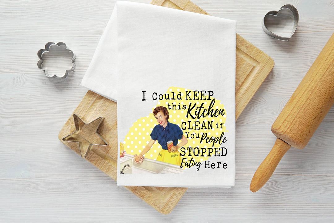 Keep Kitchen Clean Vintage Graphic Tea Towel