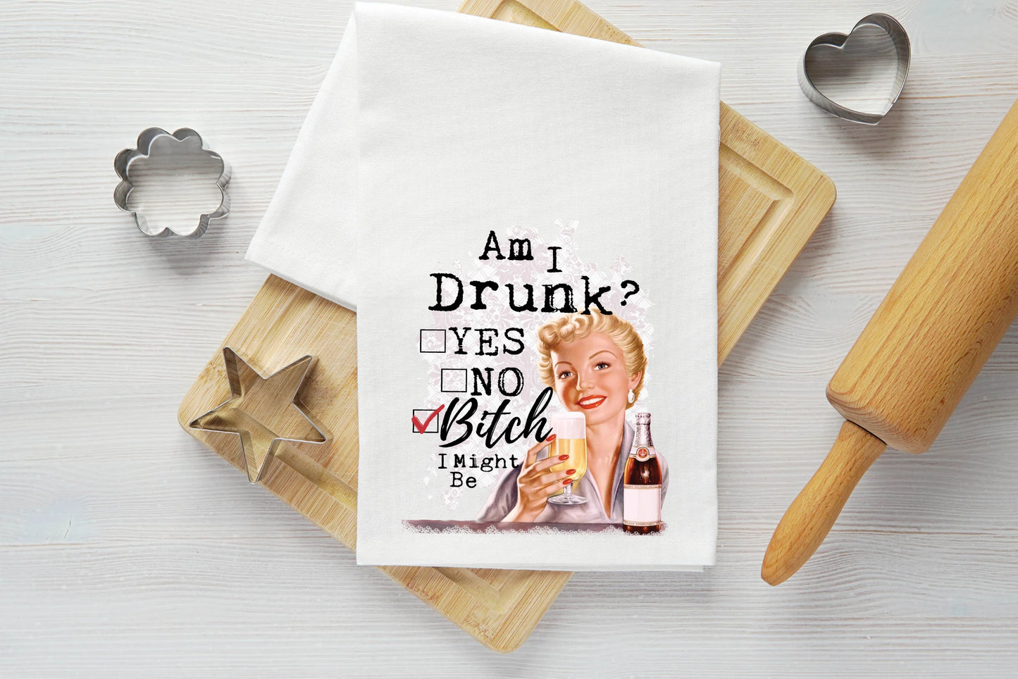 Am I Drunk Vintage Graphic Tea Towel