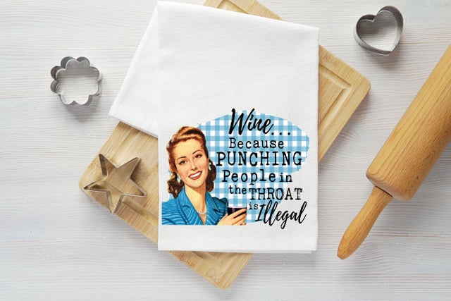 Throat Punching Vintage Graphic Tea Towel