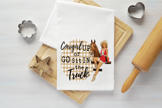 Cowgirl Up Vintage Graphic Tea Towel