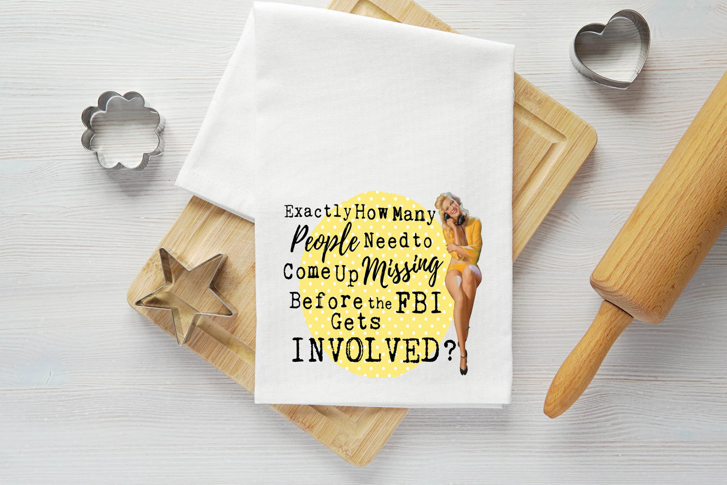 FBI Gets Involved Vintage Graphic Tea Towel