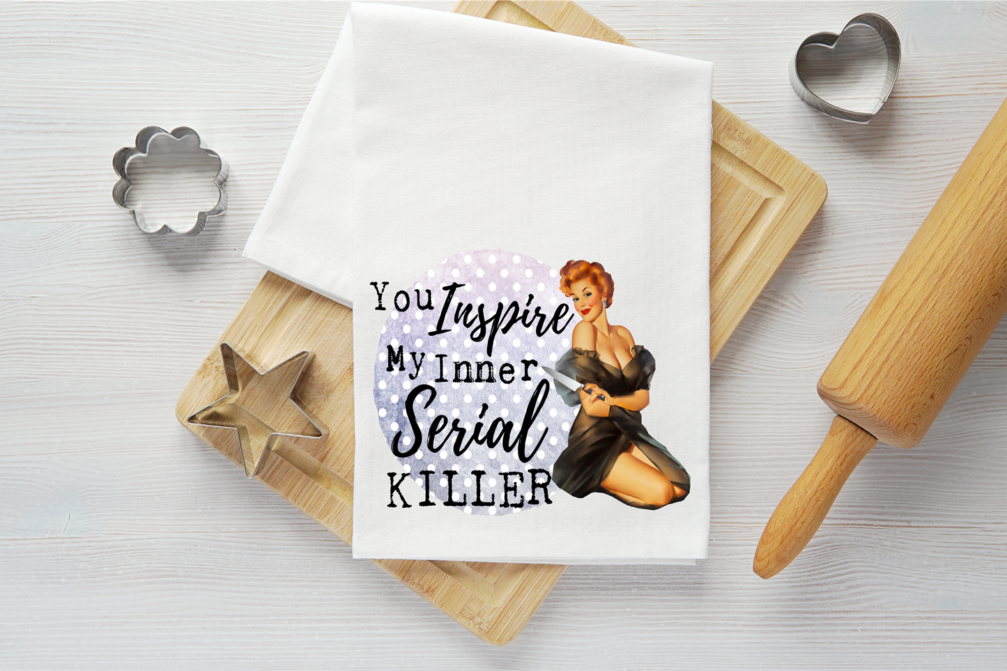 Inner Serial Killer Vintage Graphic Tea Towel