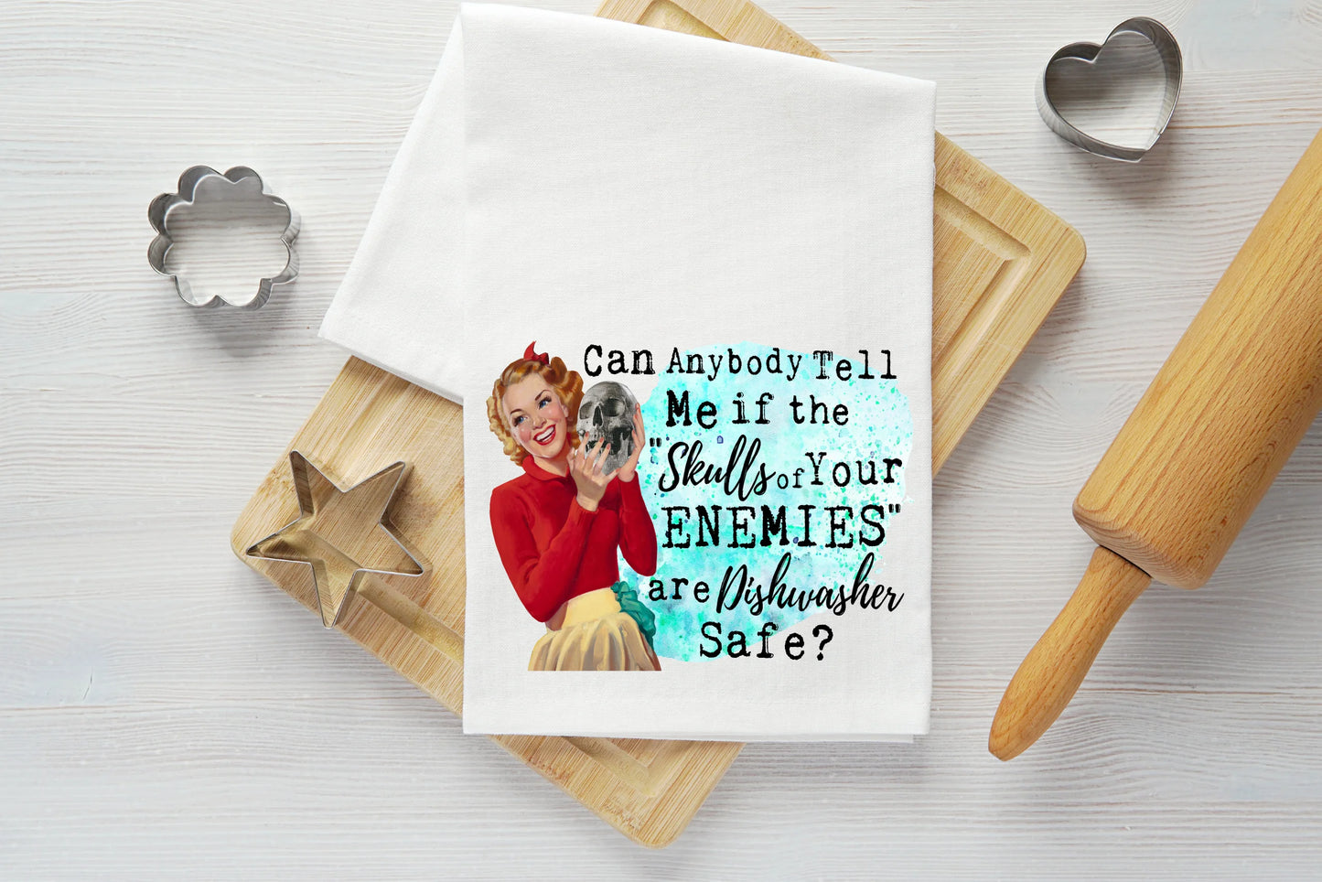 Skulls of Your Enemies Vintage Graphic Tea Towel