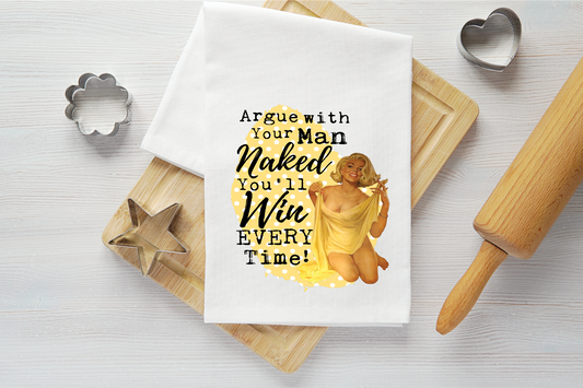 Argue With a Man Vintage Graphic Tea Towel