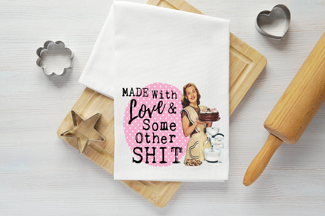 Made with Love and Shit Vintage Graphic Tea Towel