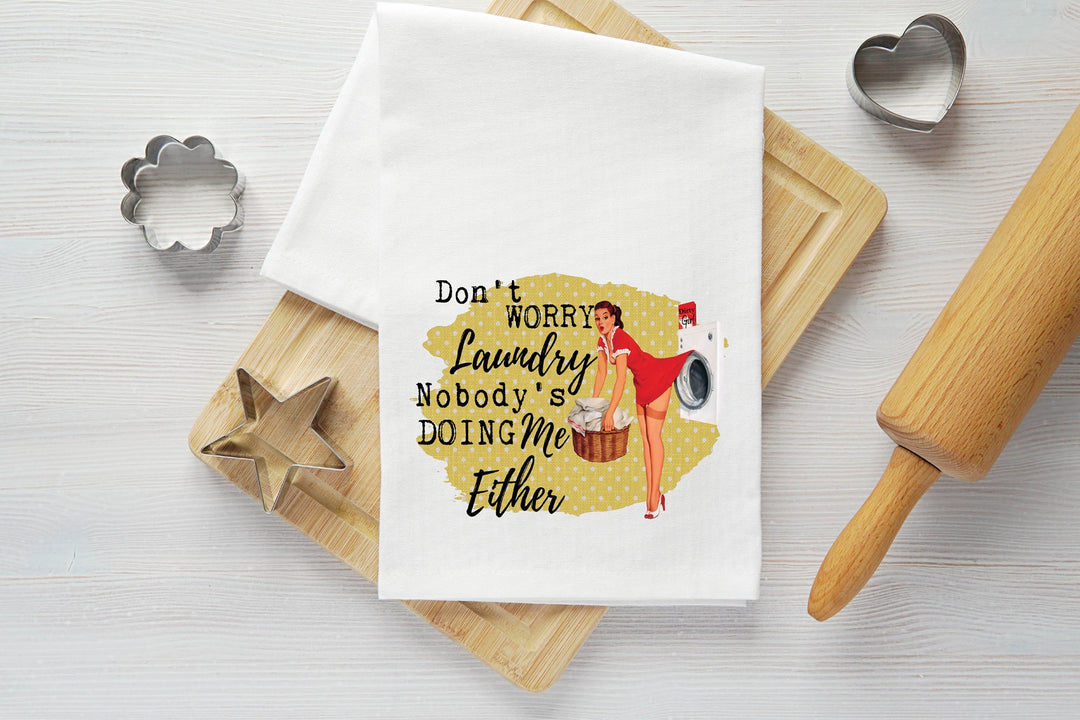 Don't Worry Laundry Vintage Graphic Tea Towel