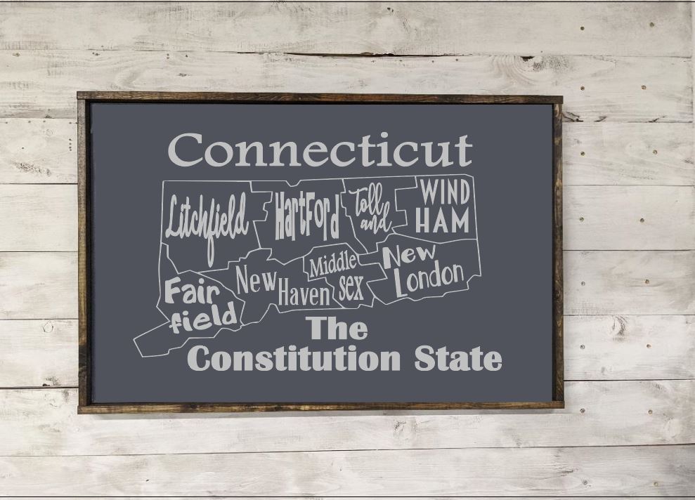 Connecticut County Map- Canvas