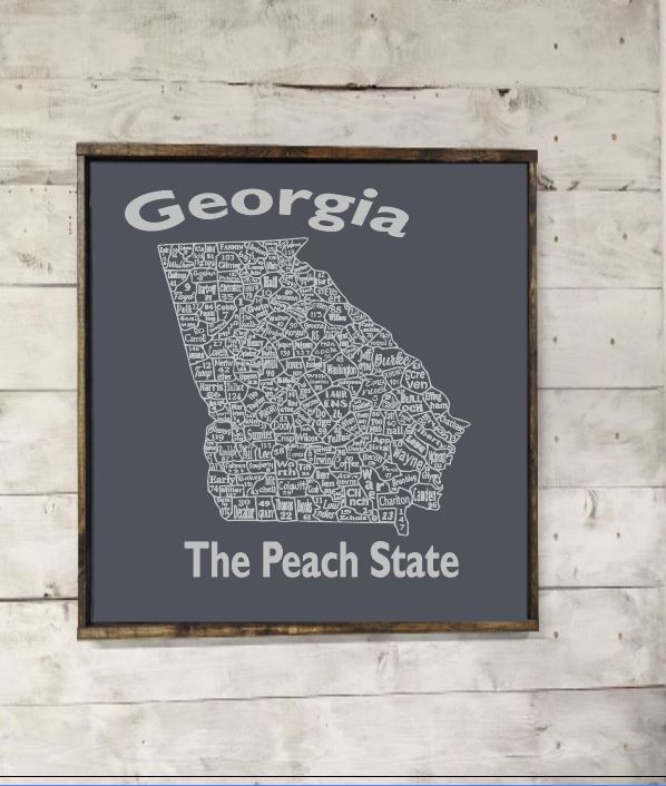 Georgia License Plate County Map- Canvas