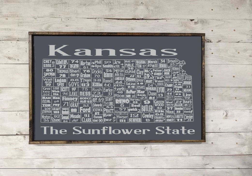 Kansas License Plate County Map- Canvas