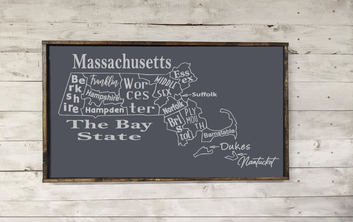 Massachusetts County Map- Canvas