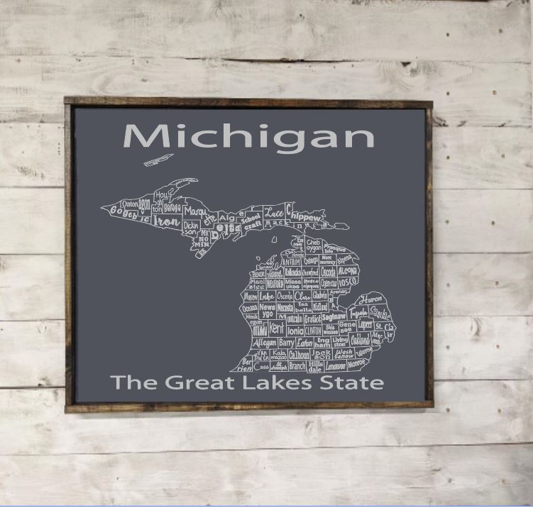 Michigan County Map- Canvas