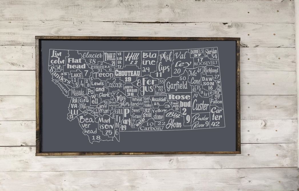 Montana License Plate Map- Canvas