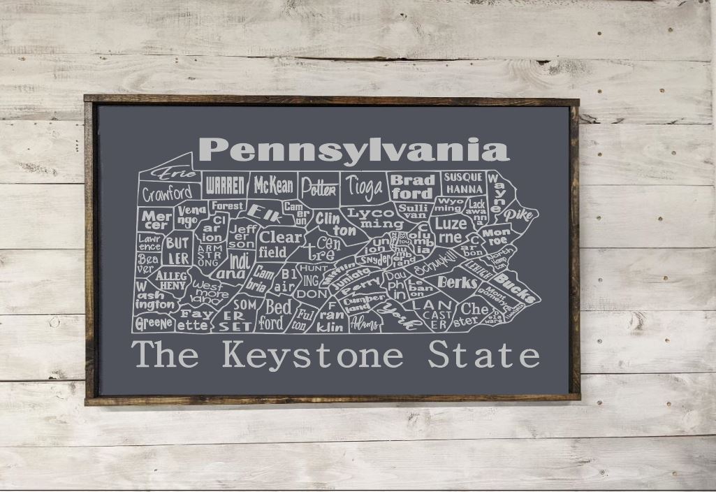 Pennsylvania County Map- Canvas