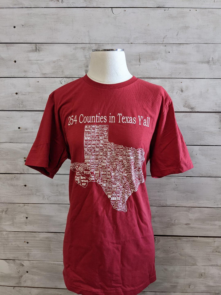 Texas County Map 254 Counties T-shirt