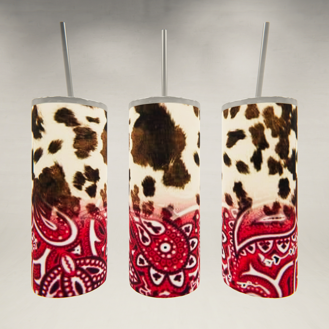 Cowhide Red Paisley- 20 oz Skinny Tumbler